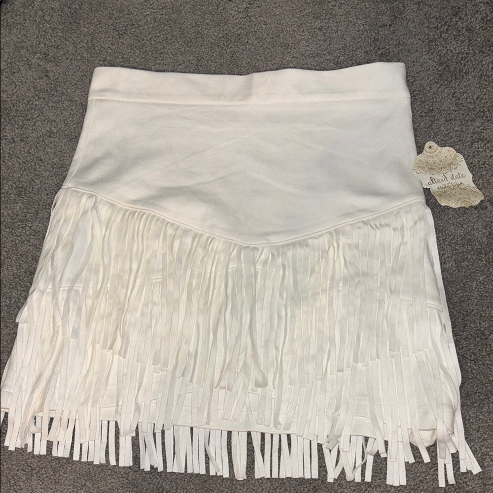 Altar'd State White Fringe Mini Skirt